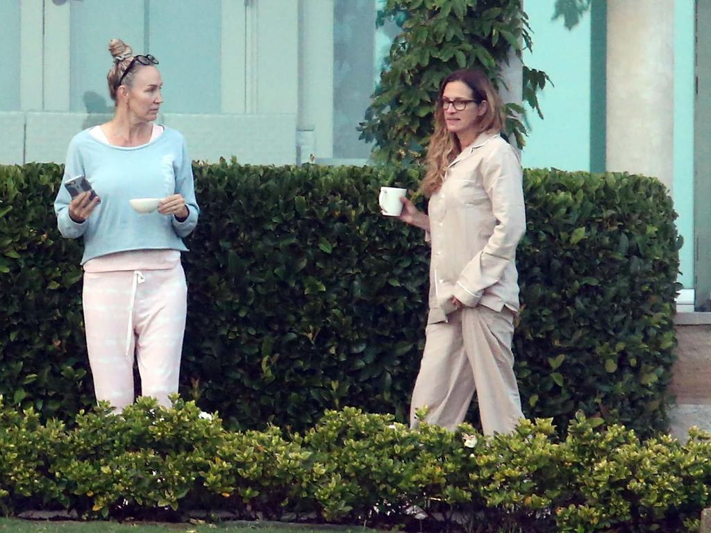 Julia Roberts Takes In The View Over Coffee On First Day of Quarantine.