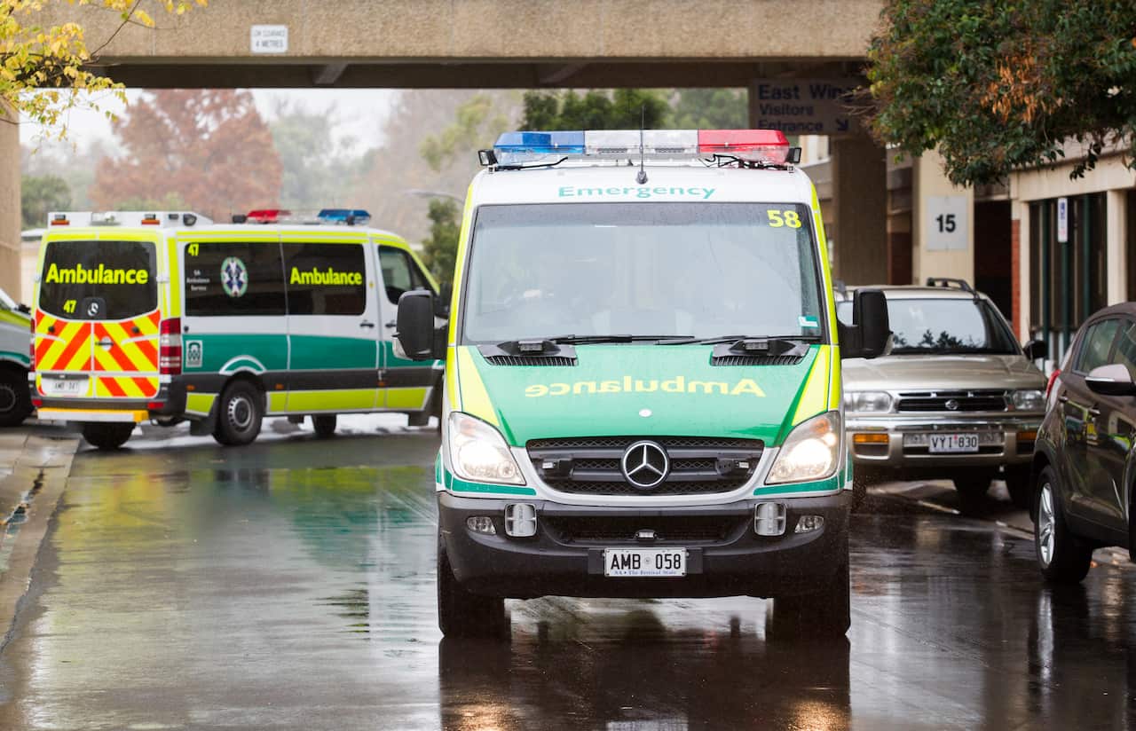 Ambulances outside Royal Adelaide Hospital