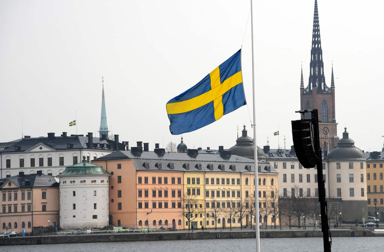 Flags fly at half mast in Stockholm