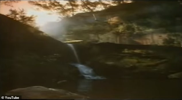 The Solo Man launches himself off a cliff in a kayak in a 1990 advertisement