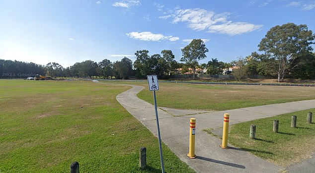 The body of a man has been found with burns and several injuries at Glennon Park in Nerang (pictured) on the Gold Coast, on Tuesday morning
