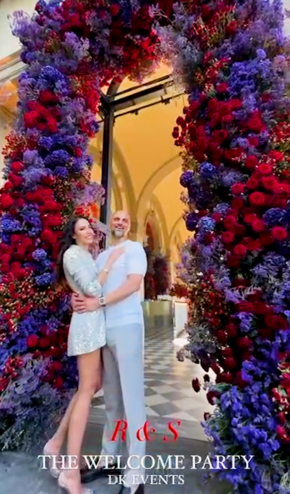 Remon Fayad and his bride-to-be, Shauna Niaz, at their pre-wedding party in Florence.