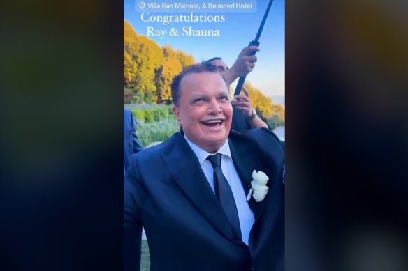 Sam Fayad celebrates in Tuscany.