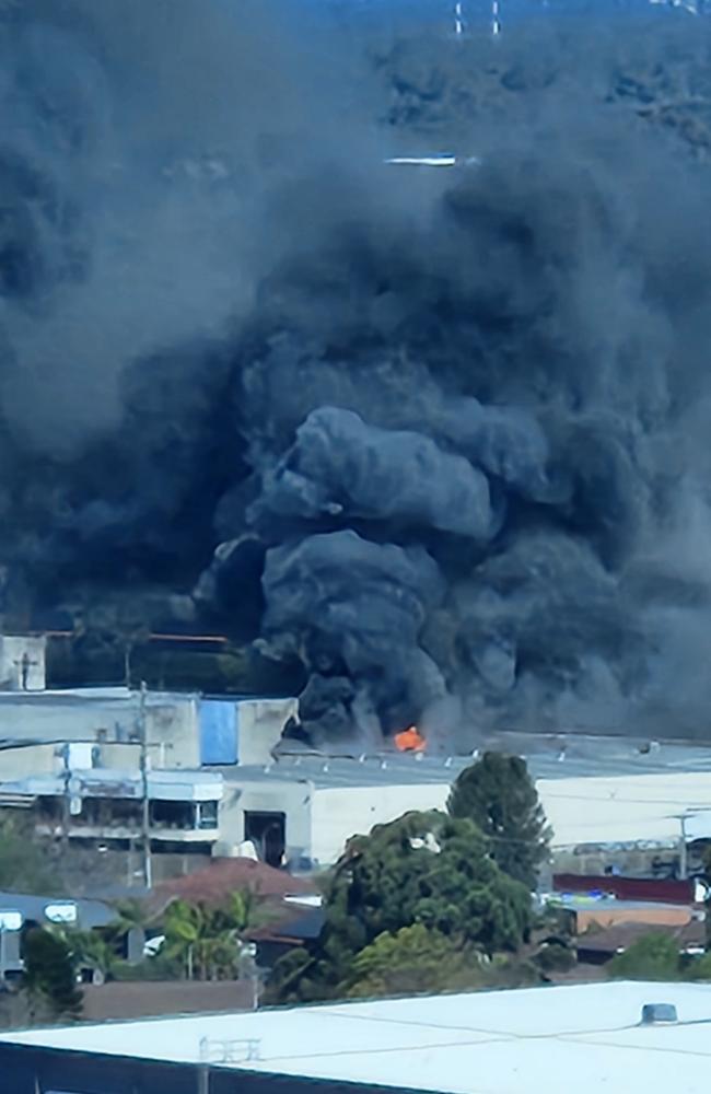 Factory fire in a Moorebank industrial area, near Liverpool.