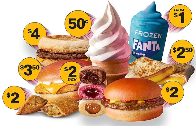 McDonald's Australia has released its new loose change menu just in time for summer - promising ice cream cones for just 50c and hamburgers for $2