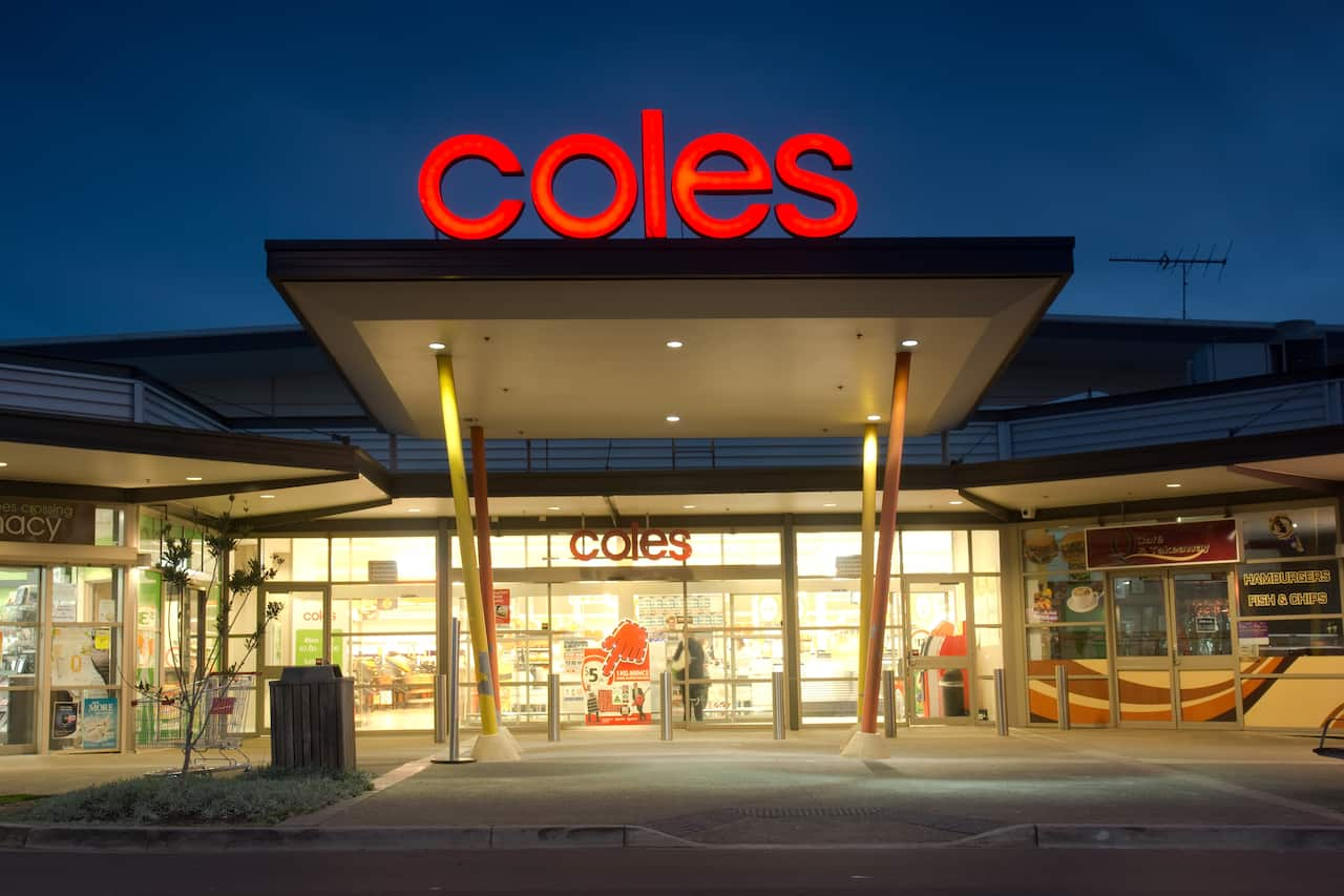 The exterior of a Coles supermarket.