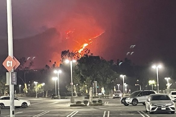 Australian woman Zoe Andrikidis’ view of the fires from her car. 