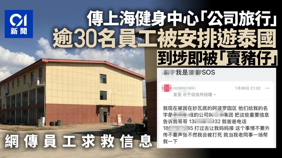 傳上海健身房逾30員工被上司出賣　稱赴泰旅遊實為賣豬仔至詐騙園