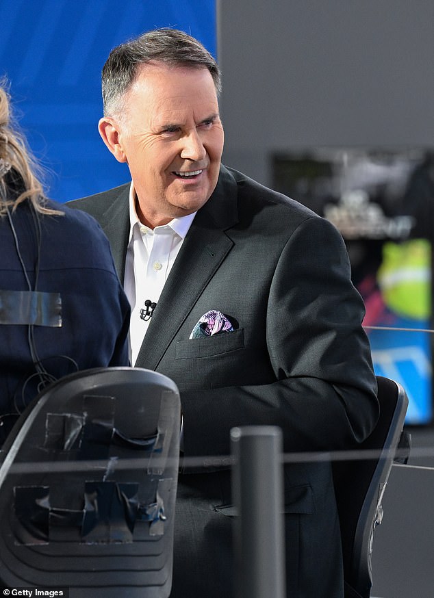 Jones is pictured looking relaxed soon after making his public apology on Monday