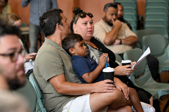 Wreck Bay community members at a public inquiry on Tuesday. 