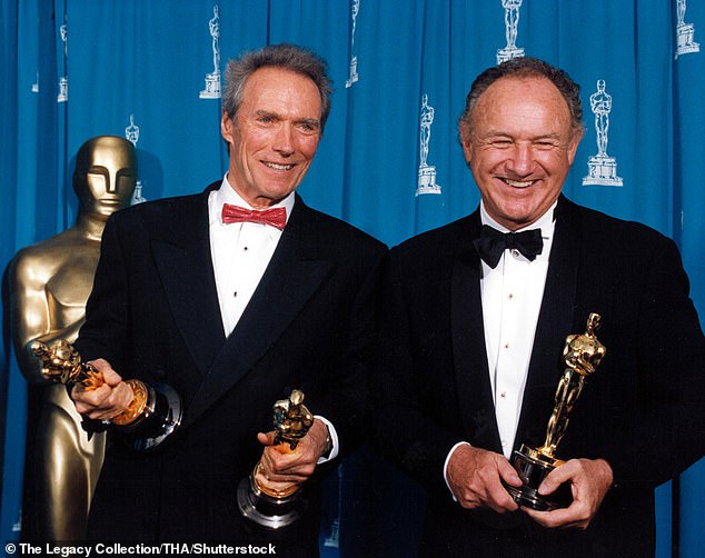 Hackman's life until 2004 was lived in the Hollywood glare - he is pictured with friend and Unforgiven co-star Clint Eastwood at the 1993 Oscars