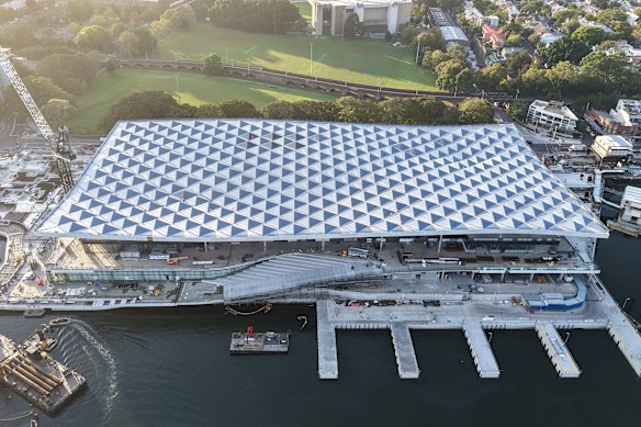 The roof comprises 400 panels arranged to resemble fish scales.