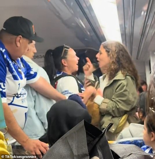 Two women and a man got into a heated confrontation aboard a train leaving from Sydney's Royal Easter Show on Saturday