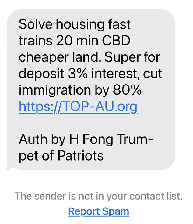 'How do I stop this junk?' one woman asked after reading a message from Clive Palmer's party