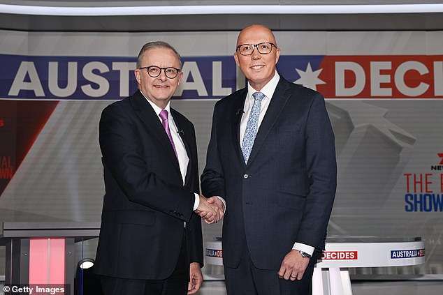 安东尼·阿尔巴尼斯 (Anthony Albanese) 和达顿先生 (如图) 在周日的最后一场电视辩论中展开激烈较量
