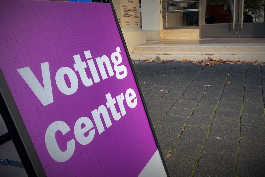 Voting centre street signage, unidentified location.