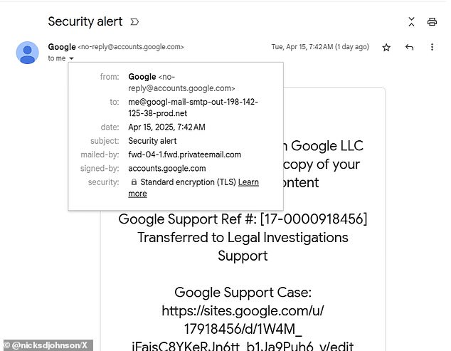 The emails can be spotted by their suspicious sender addresses, which typically start with the word 'me'