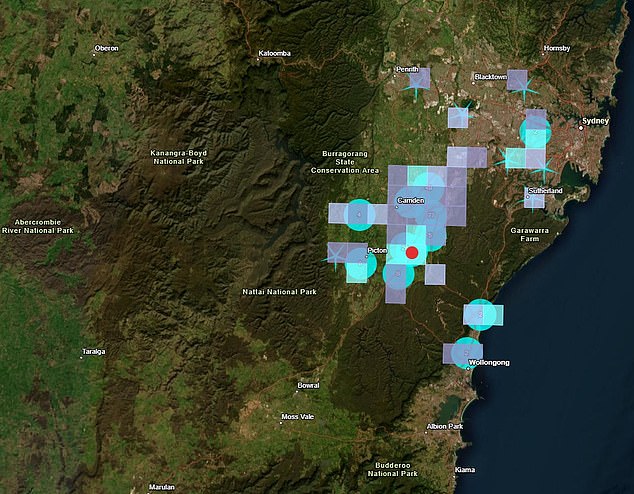 The quake struck at a depth of 2km near Appin, about 70km southwest of Sydney's CBD in the Macarthur region, just before 3pm on Wednesday (pictured)