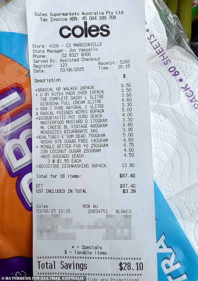 Britany shops across Coles, a butcher and a vitamin store for household staples