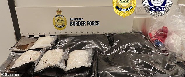 Border officials allegedly removed five pouches from the woman's suitcase which they claim returned a positive result for methamphetamine following initial testing