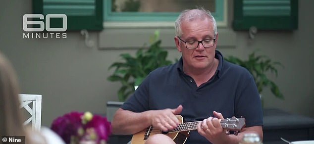 One Australian called Mr Morrison 'cruel and disingenuous', he became the most unpopular leader since at least 1987 by the end of his second term (above, Mr Morrison playing the ukulele on 60 Minutes)