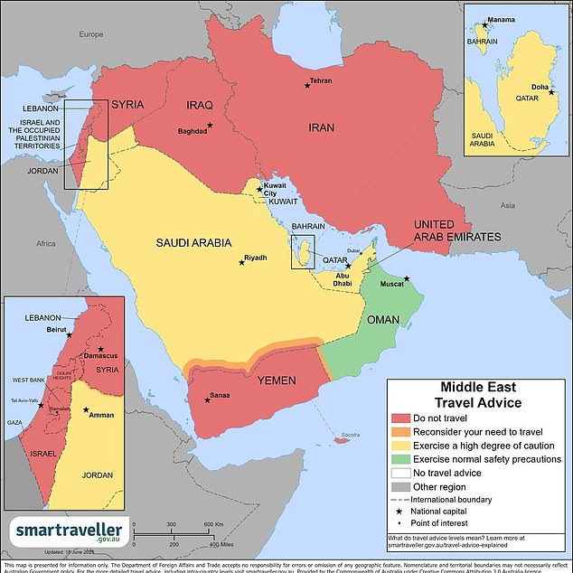 Destinations across the Middle East are on the 'do not travel' list