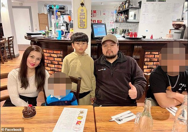 His dad, Brian Deveraturda, shared a touching tribute for his son who he said 'fought hard to the very last minute (pictured, Mateo with his parents and two brothers)