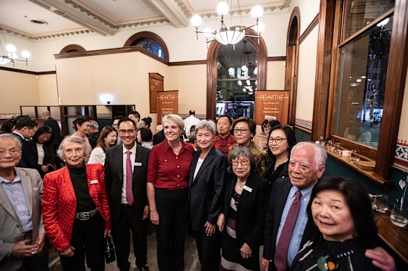 Tanya Plibersek, Penny Wong and Daphne Lowe Kelly at the Museum of Chinese in Australia (MOCA) in April.