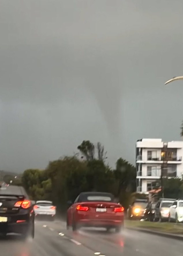 The tornado is captured forming off the WA coast late on Wednesday afternoon