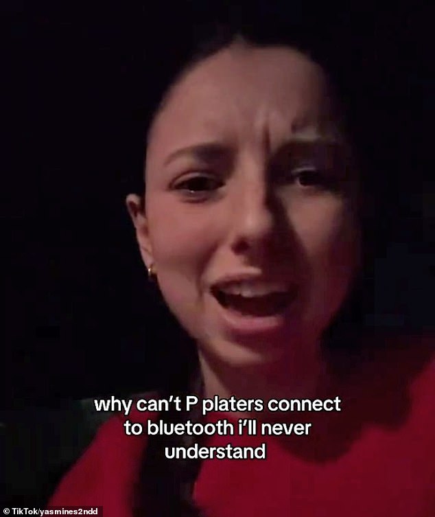 P-plater Yasmine (pictured) said she was called out by a cop for playing music in her car through Bluetooth, which is not allowed in New South Wales