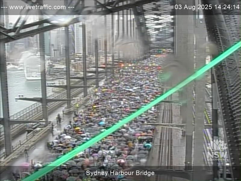 悉尼海港大桥对面人群密集