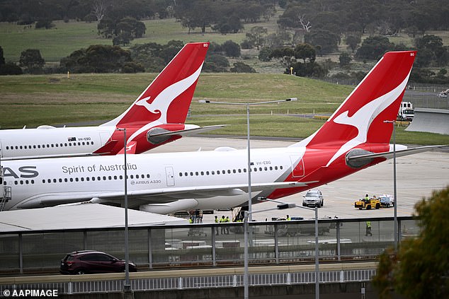 Flight QF29 left Melbourne on Sunday, and was forced to land 25 minutes later (stock)