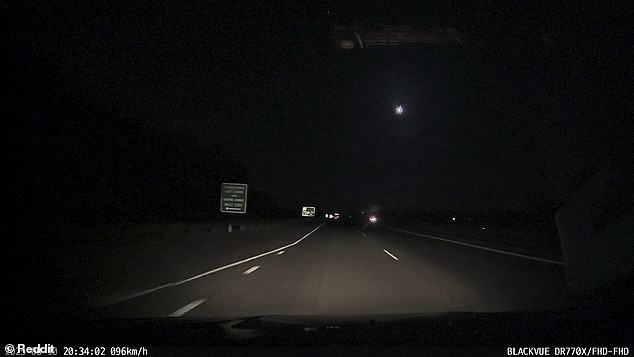 Witnesses reported mistaking the bright light (pictured) for fireworks at first