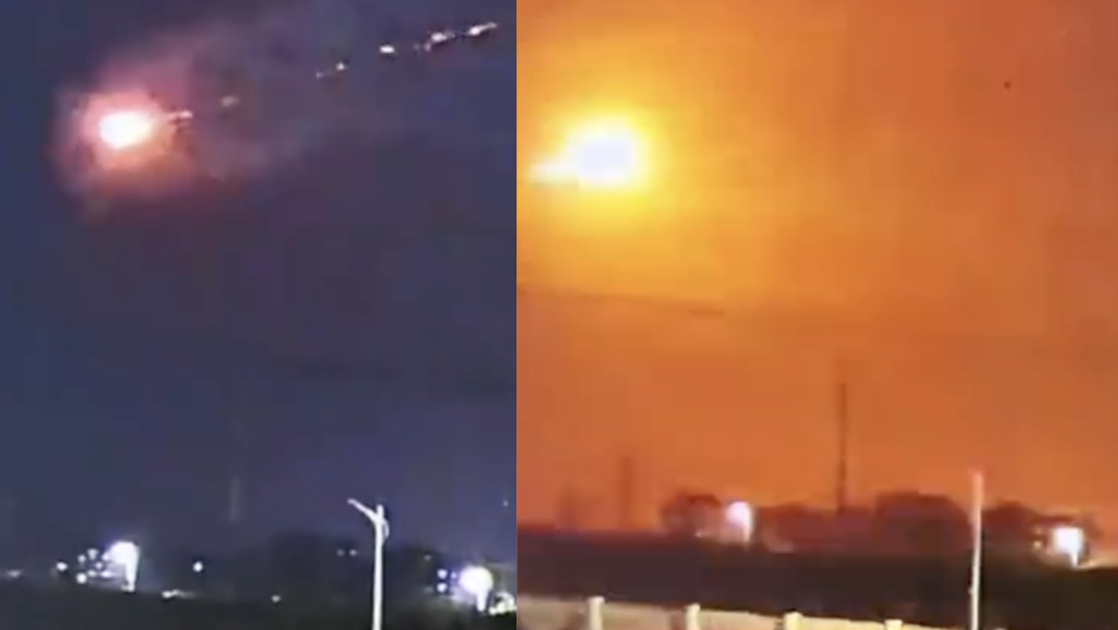 山东多地居民12日发现夜空有不明物体遭到击落。(图/微博)