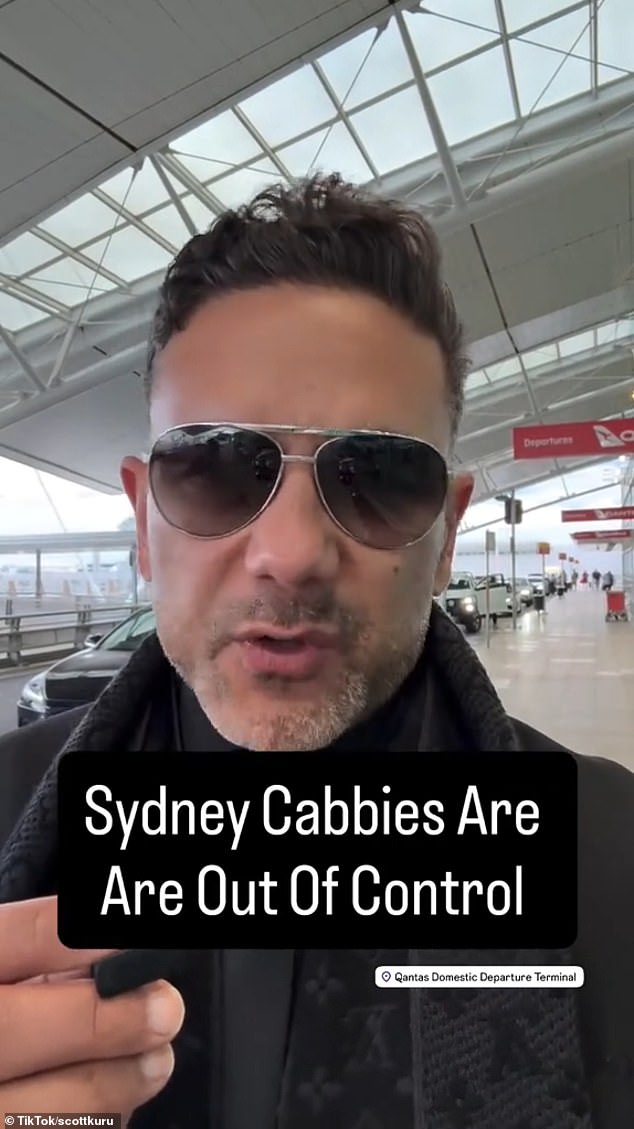 Scott Kuru blasted cab drivers at Sydney Airport for refusing to take him home because he had three bags of luggage and the journey was too short