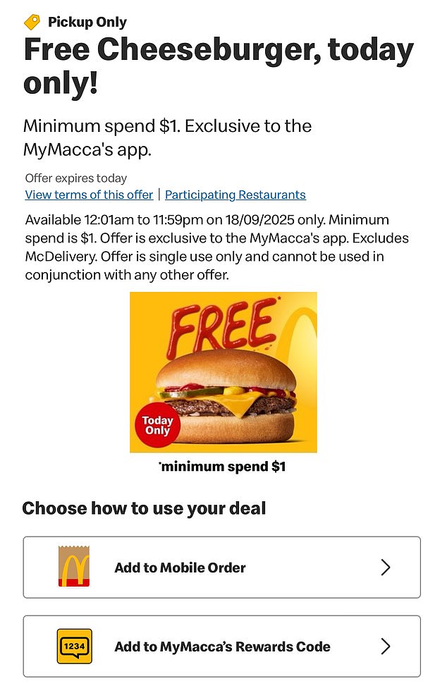 澳大利亚麦当劳仅赠送一天免费芝士汉堡