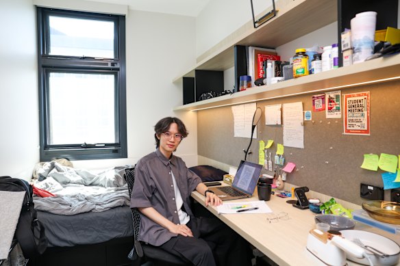 Cyrus Fung, 20, lives on student accommodation in The Regiment building at Sydney University.