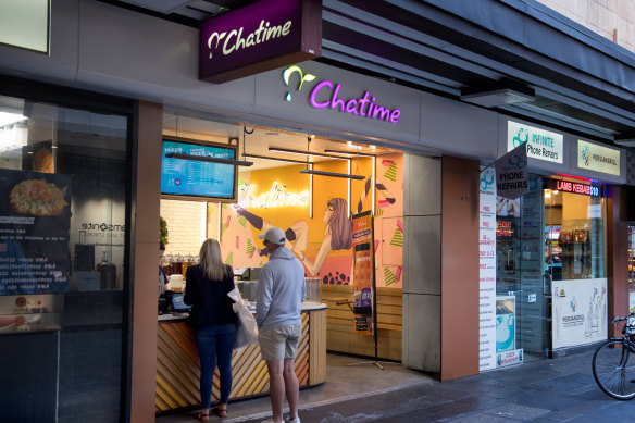 A Chatime store on Flinders Lane, Melbourne in April 2019. Several franchisees are leaving the bubble tea chain.