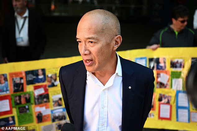 Dr Teo is pictured fronting the media after a disciplinary hearing in March 2023