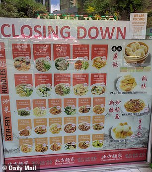 Notice of the restaurant closure was also shared via posters and signs on the shopfront window