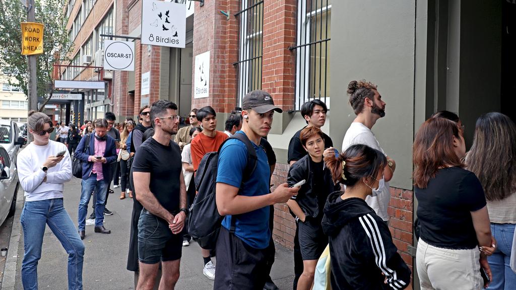 SYDNEY AUSTRALIA - NCA NewsWire Photos MARCH 22, 2023: Dozens of Sydneysiders are pictured lined up outside an open-for-inspection rental apartment in Surry Hills. The rental crisis remains one of the key issues of the 2023 NSW state election. Picture: NCA NewsWire / Nicholas Eagar
