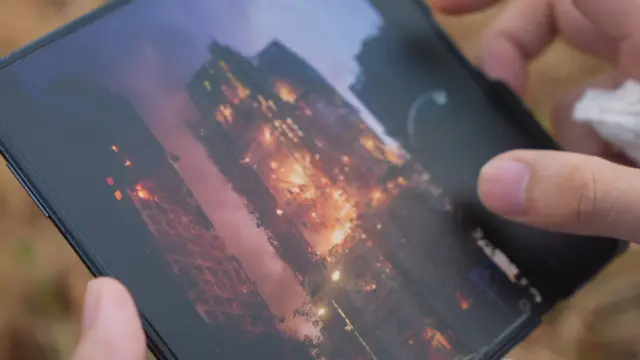 宏福苑被烧毁的大厦。