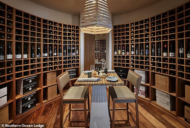 The well-stocked wine cellar at the hotel provides a host of different varieties (pictured)