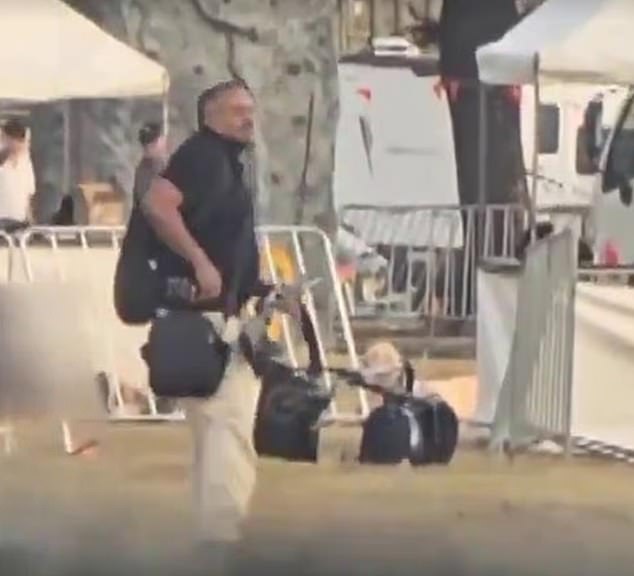 Sajid Akram is pictured at the scene of the Bondi shooting on Sunday