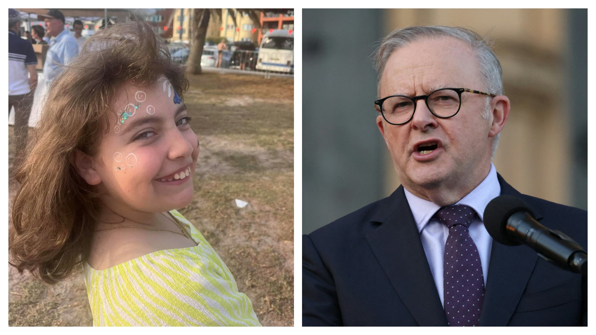2025年12月18日，澳洲悉尼邦迪海滩（Bondi Beach）日前发生造成16死、40多伤的大规模枪击案。枪击案中最年轻的受害者，玛蒂达（Matilda，左）18日举行葬礼，其家人与这位年仅10岁的女孩作出最后的告别，并呼吁社区不要让她的死带来更多愤怒。图为澳洲总理阿尔巴尼斯（Anthony Albanese，右）。（网络图片，Reuters）