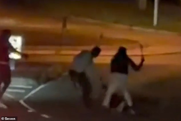 Three thugs, one armed with a machete, attacked a man (pictured) as he fled their car on Monday night