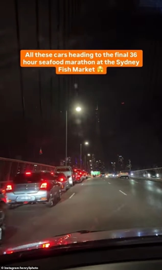 Social media showed cars queuing for hours just to get into the Sydney Fish Market (pictured)