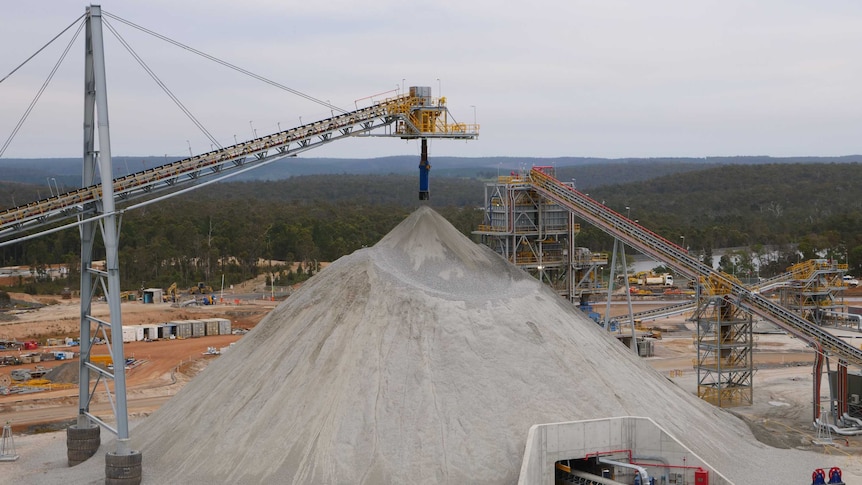 Crushed spodumene ore at the Talison Lithium mine in Greenbushes