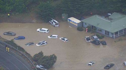 Cars underwater in Wye River flooding