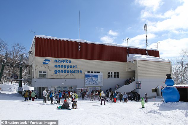 The man was skiing at the back of a group of seven people in back-country between Niseko Moiwa Ski Resort and Niseko Annupuri International Ski Resort (pictured) on Monday